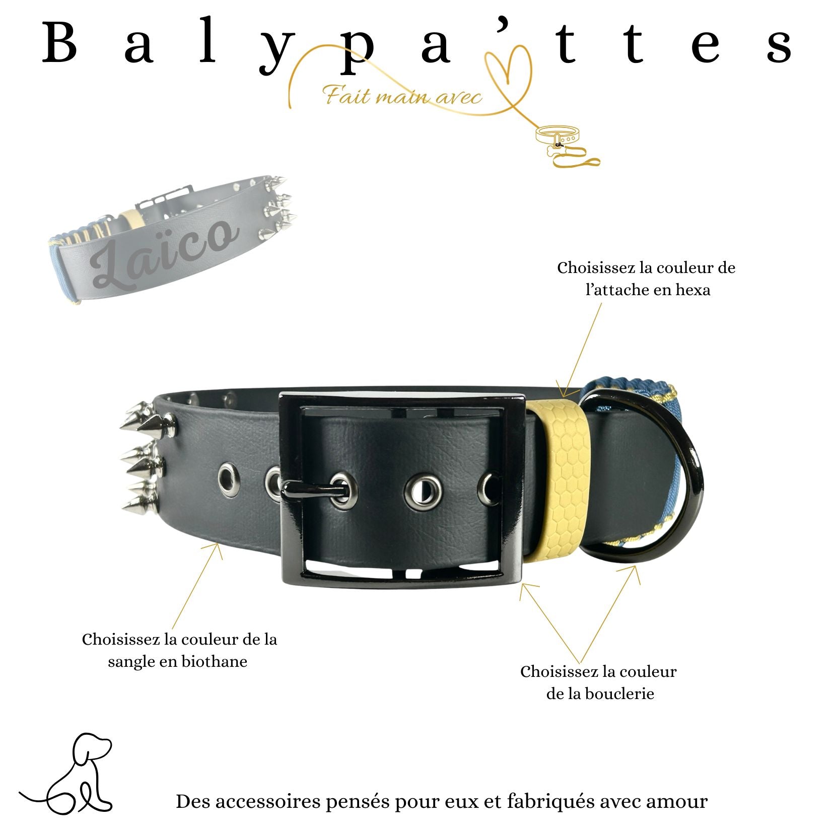 Collier Laïco en biothane 38mm