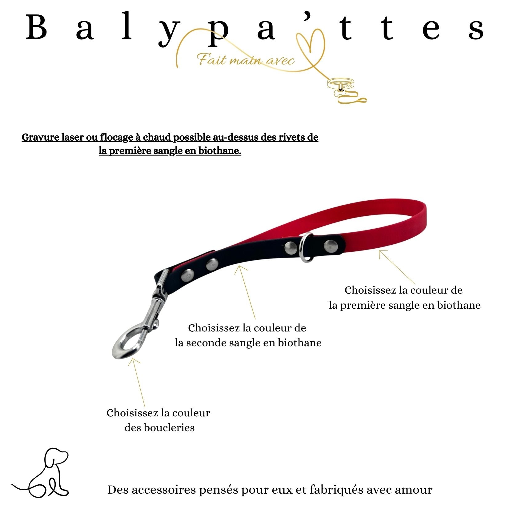 Poignée bicolore en biothane
