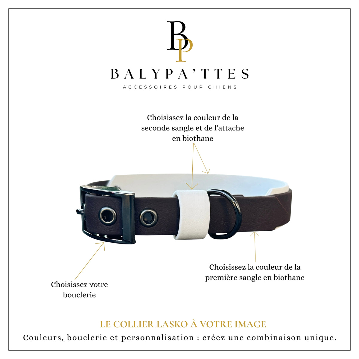 Collier personnalisé pour chien en biothane LASKO, en 16mm