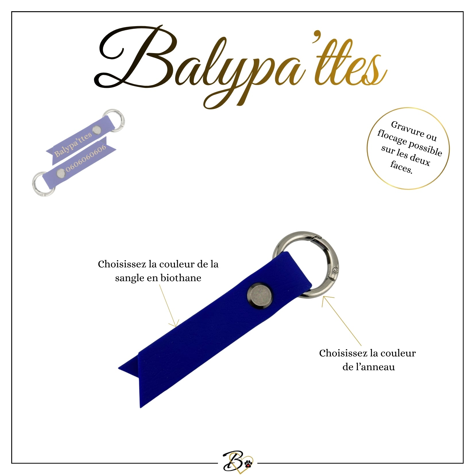 Médaille personnalisée pour chien, unie en biothane, en 19mm