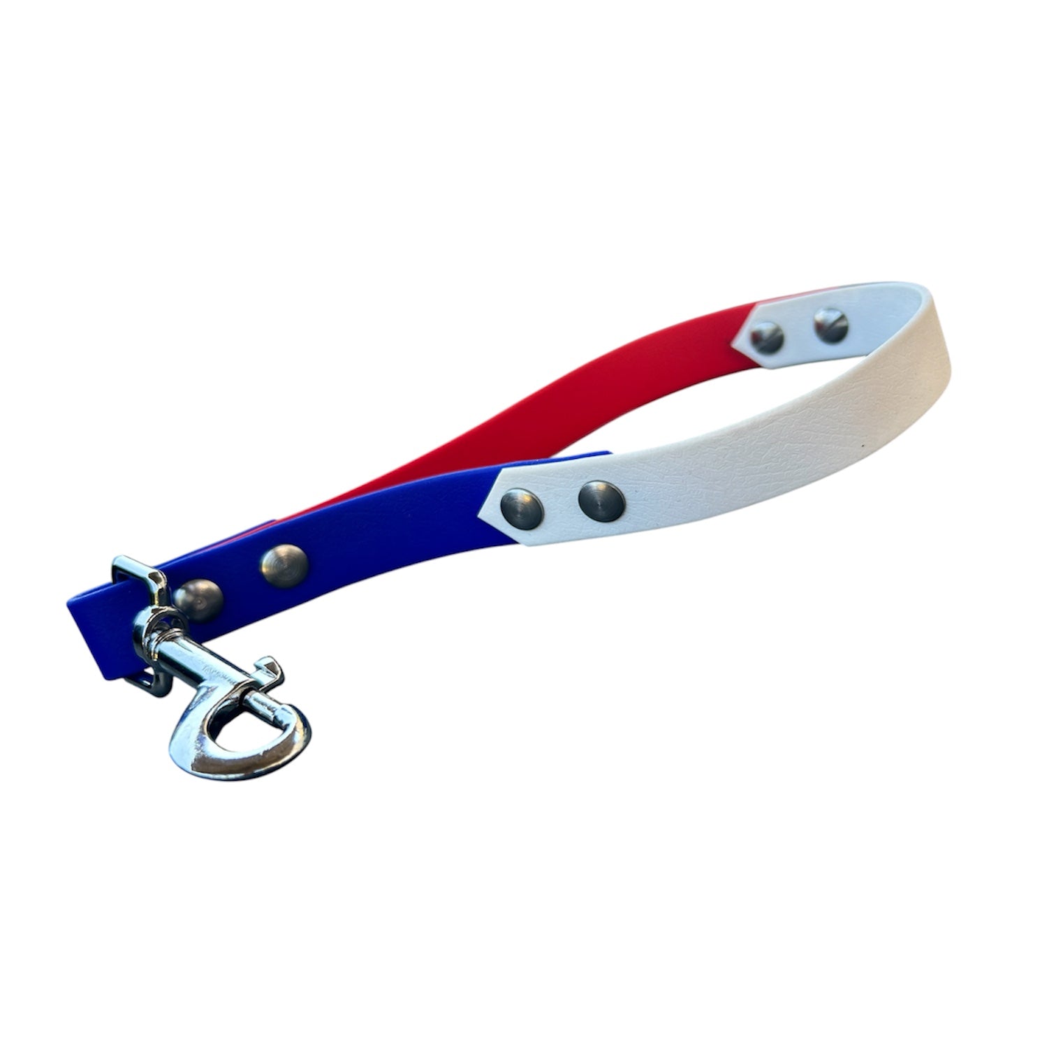 Poignée personnalisée pour chien, tricolore en biothane, en 16mm